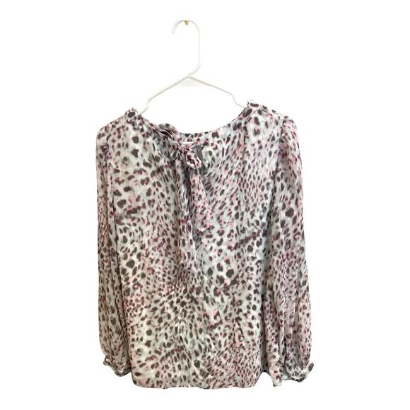 NWOT Talbots‎ Snow Leopard Print Blouse Size M - Picture 4 of 11